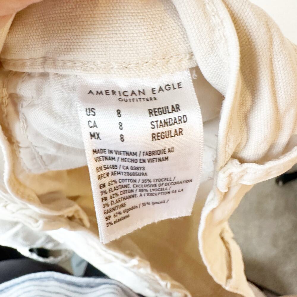American Eagle High Rise Straight White Chino Carpenter Pants sz 8 - Picture 7 of 11